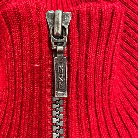 Spyder Wind Stopper Wool Red Gray Sweater Jacket 1/4 Zip Lined Mens Size Large - Picture 7 of 11